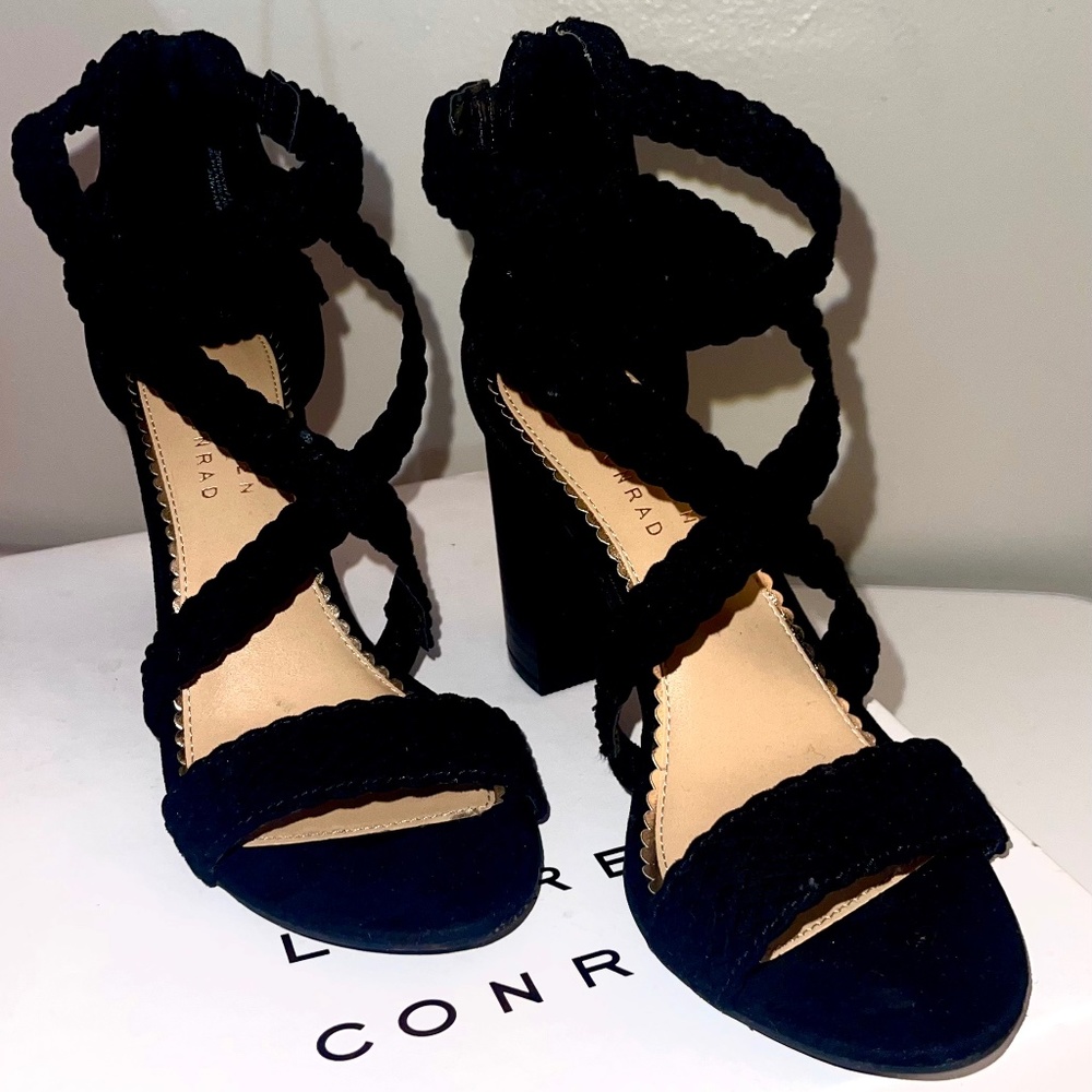 LC black scrappy block heels